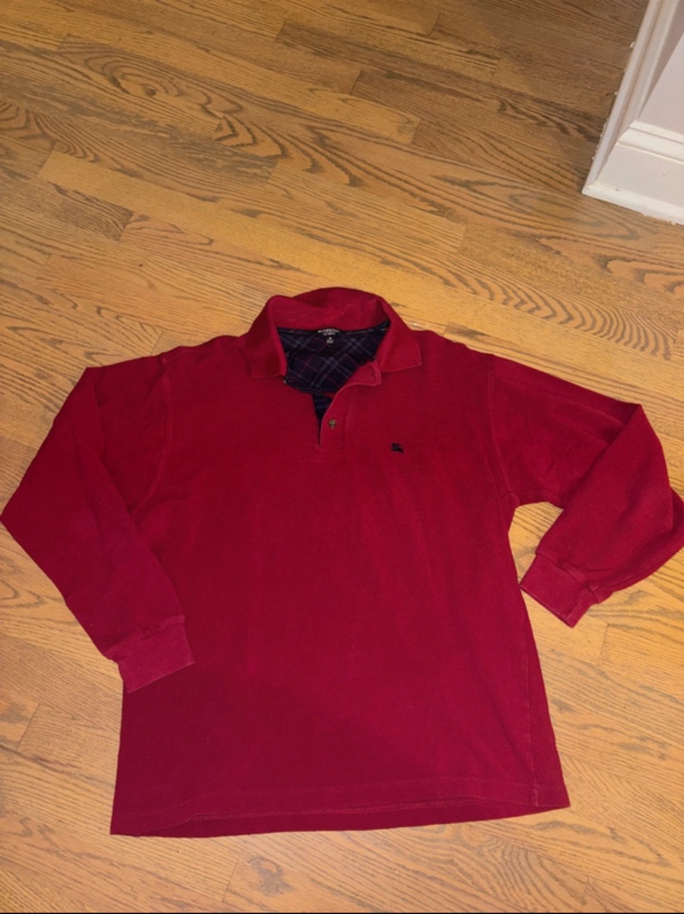 Burberry Men's Long-Sleeve Polo Shirt - Red